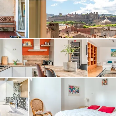 Wine Loft, Terrasse Et Vue Extraordinaire Sur La Cite Medievale דירה קרקסון